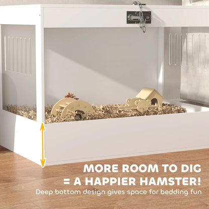 31.5"L Hamster Cage, Openable Top, Hut, Seesaw, Ladder, White Hamster Cages at Gallery Canada