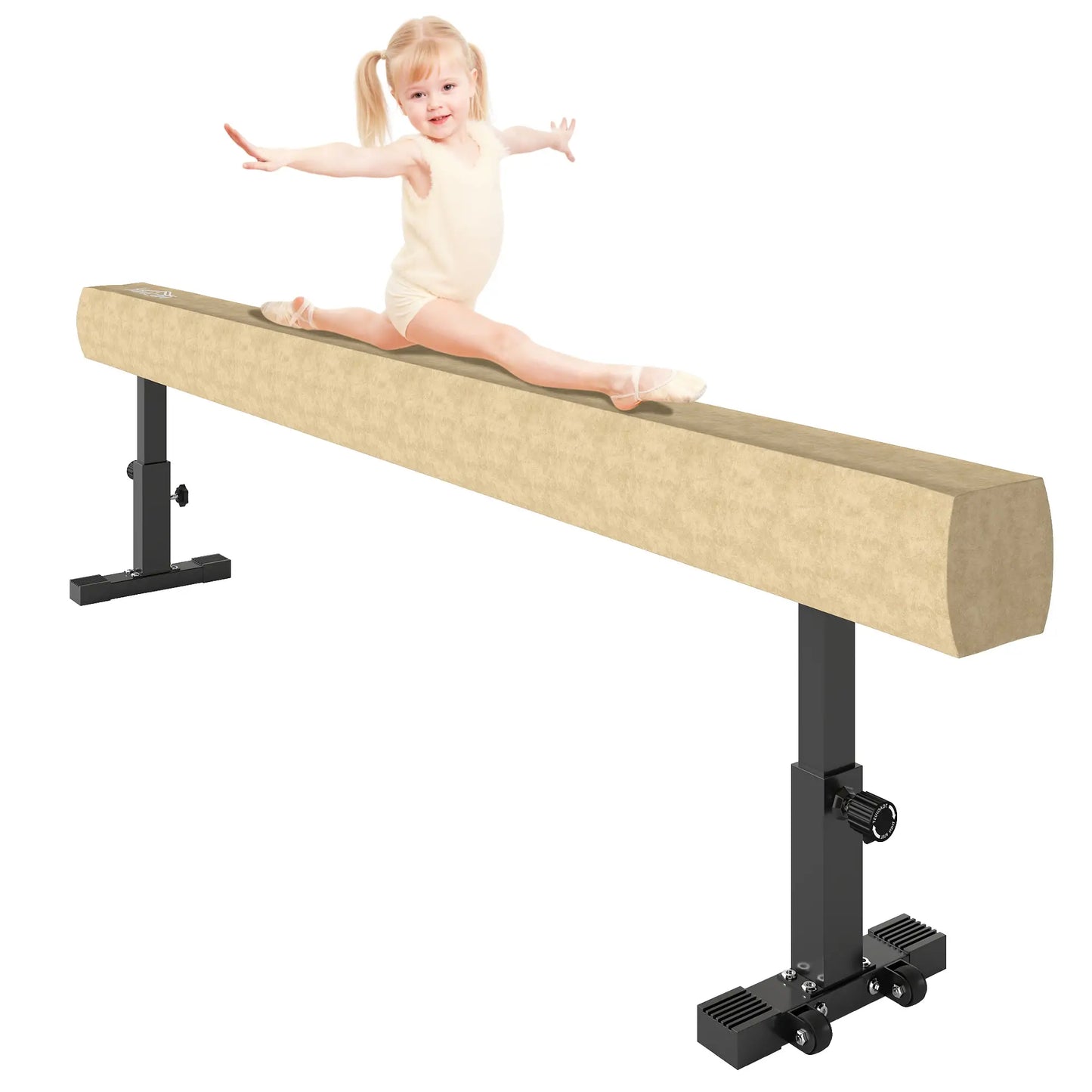 7.5ft Adjustable Balance Beam, Gymnastics Equipment with Wheels, for Training Aerobic Equipment Brown at Gallery Canada
