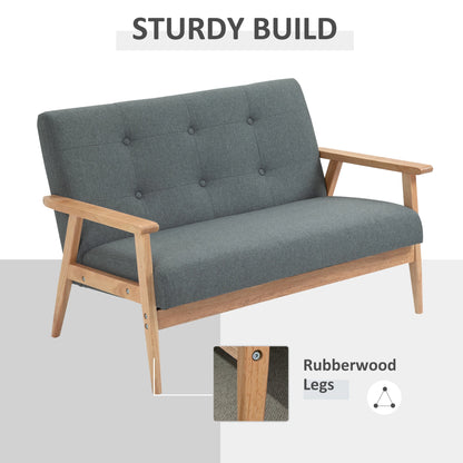 45" 2 Seat Sofa Upholstered Couch, Rubber Wood Legs, Dark Grey 2-Seater Sofas at Gallery Canada