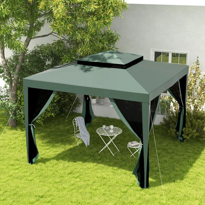 10' x 10' Outdoor Canopy Tent, Mesh Netting, Double Tier Roof Gazebos at Gallery Canada