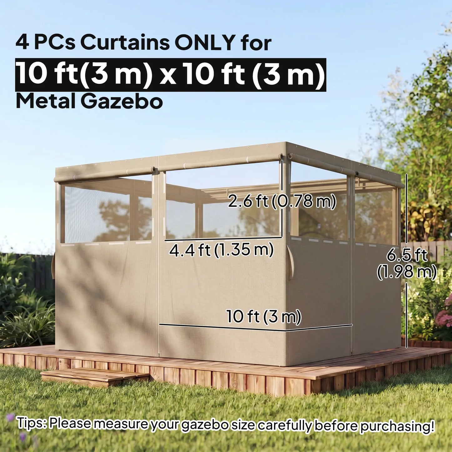 10' x 10' Gazebo Sidewall Set, 4 Panels, Windows, Doors, Khaki Gazebo Sidewalls at Gallery Canada