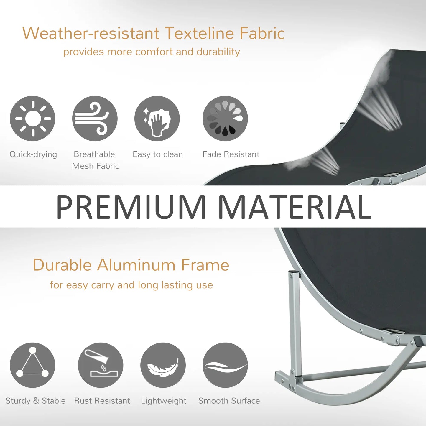 Foldable Pool Chaise Lounge Chairs Set of 2, 264lbs Capacity, Black Lounger Chairs at Gallery Canada