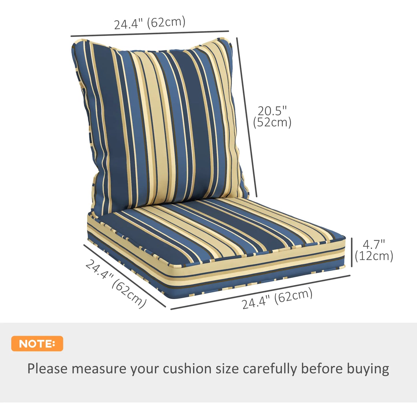 Seat Cushion Back Pillows Set of 2, Patio Chair Cushions, Indoor Outdoor, Blue Patio Chair Cushions at Gallery Canada
