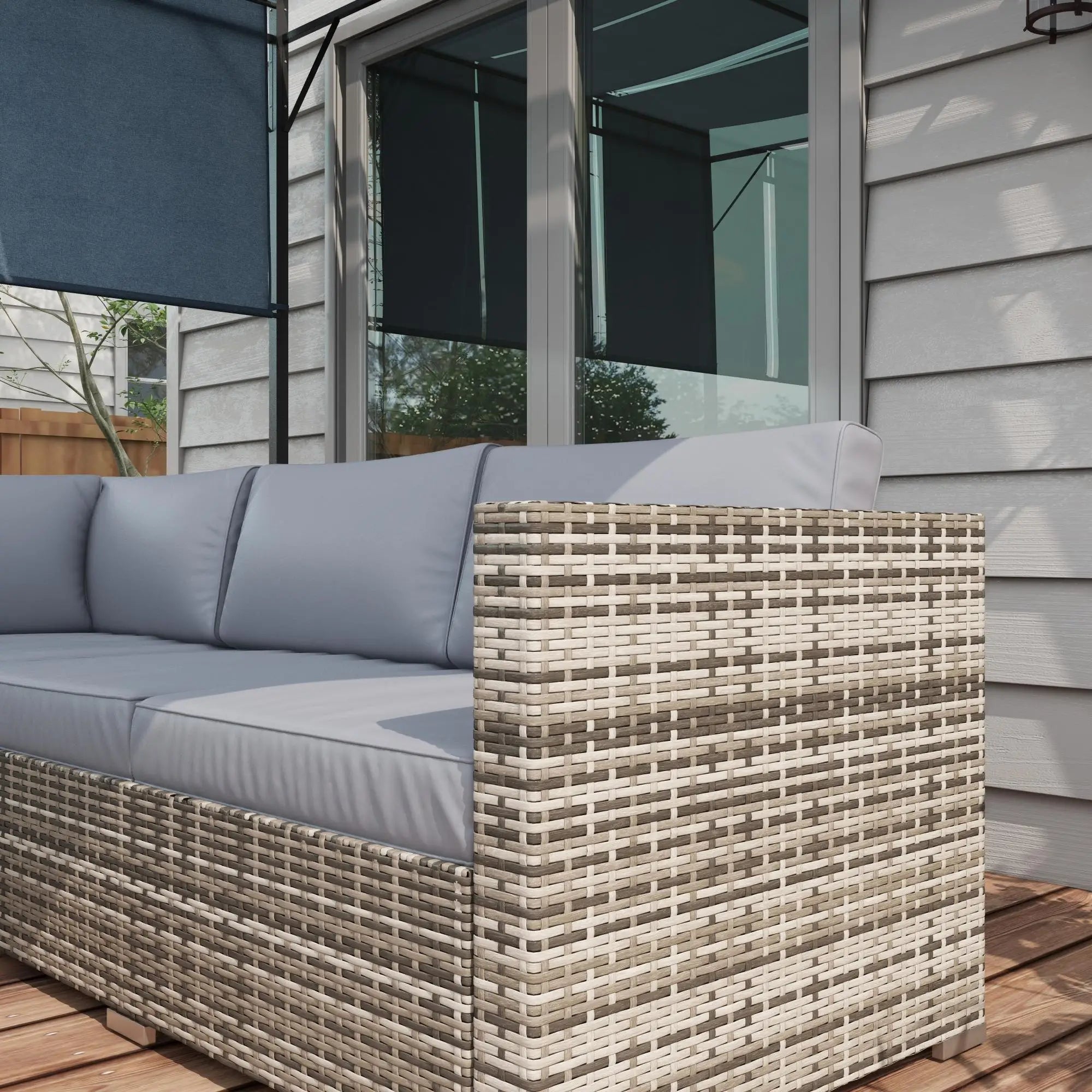 4 Piece Rattan Outdoor Furniture Set, Grey Patio Furniture Sets at Gallery Canada