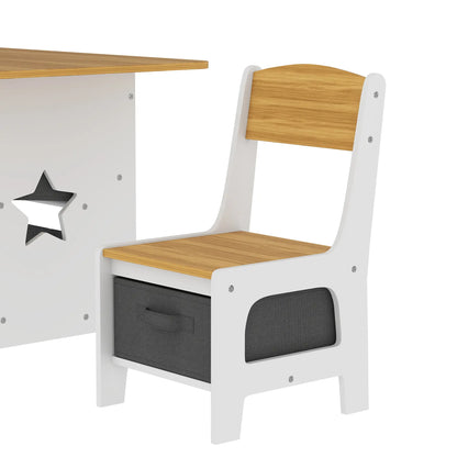 3 Piece Kids Table and Chair Set, 6 Removable Drawers, Natural Kids Table Sets at Gallery Canada