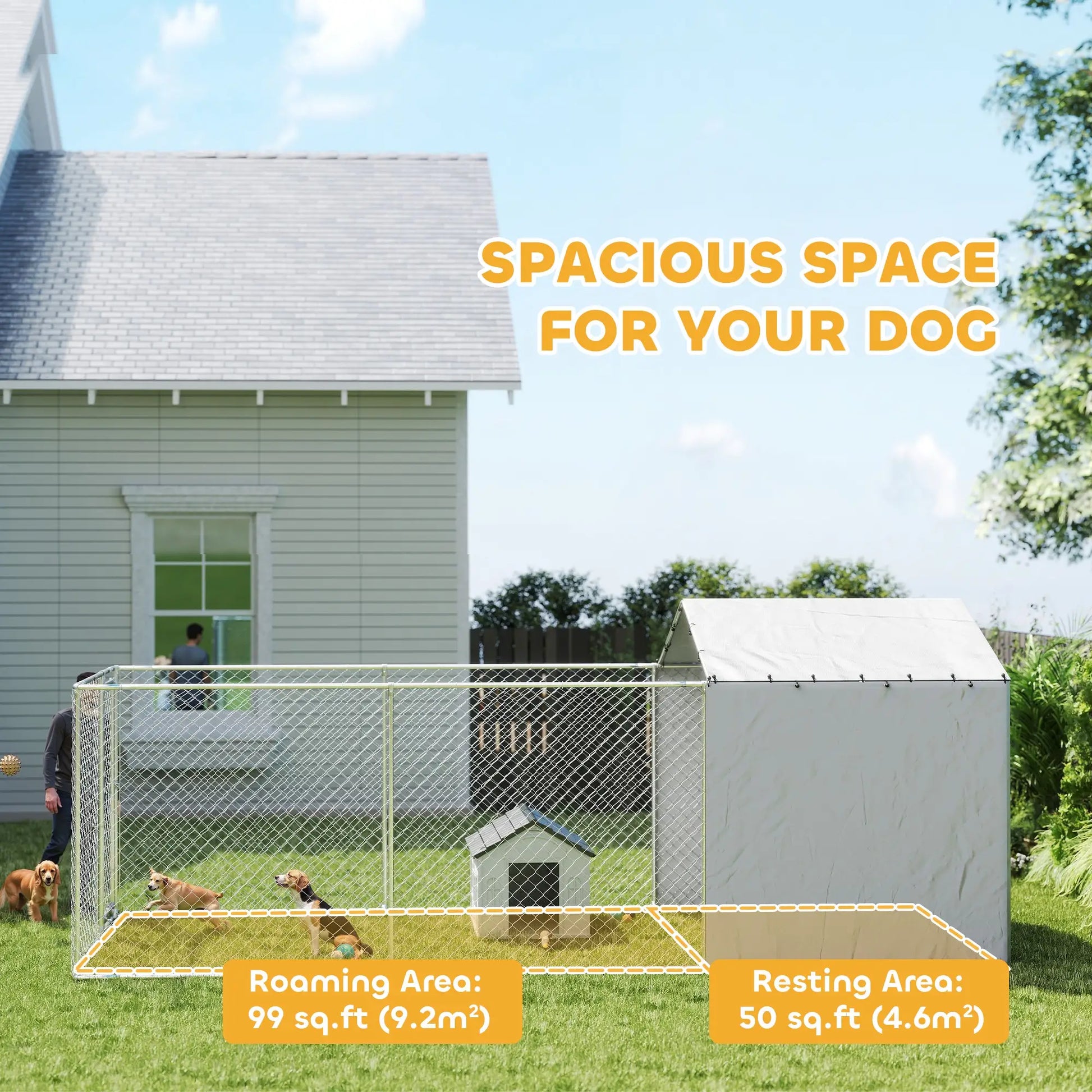 Galvanized Steel Dog Kennel, Waterproof UV-Resistant Cover, 19.7' x 7.5' x 7.5' Houses, Kennels & Pens at Gallery Canada