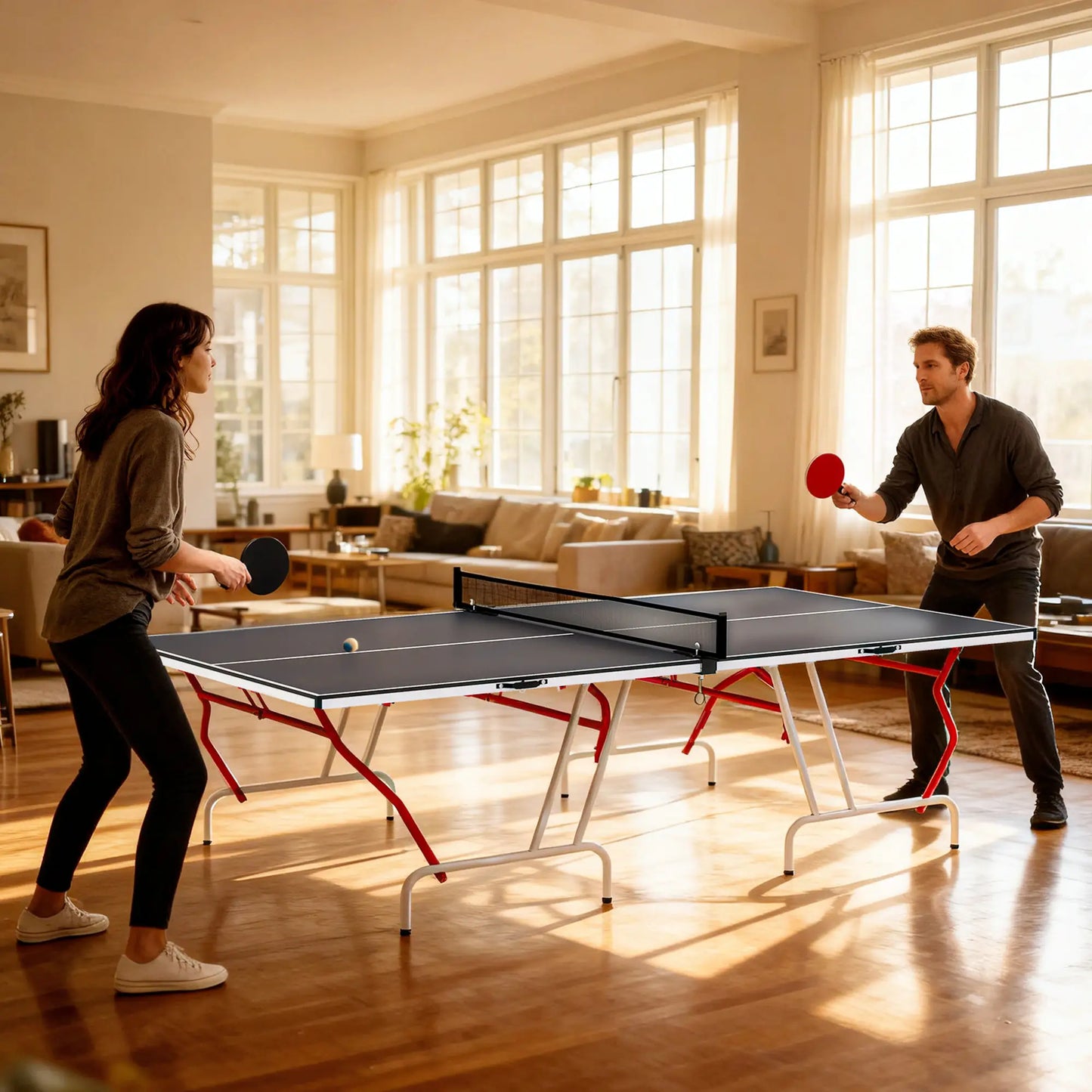 9' x 5' Full Size Table Tennis Table, Folding, Dark Grey Game Tables at Gallery Canada