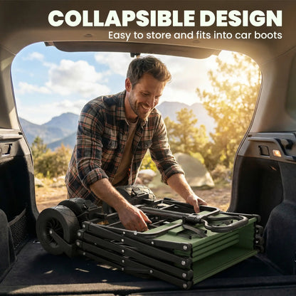 130L Folding Garden Cart, Heavy-Duty Collapsible Wagon With Wheels And Brakes, Green Folding Garden Carts at Gallery Canada