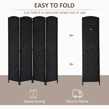 6ft Folding Room Divider, 4 Panel Wooden Frame, Black Room Dividers at Gallery Canada
