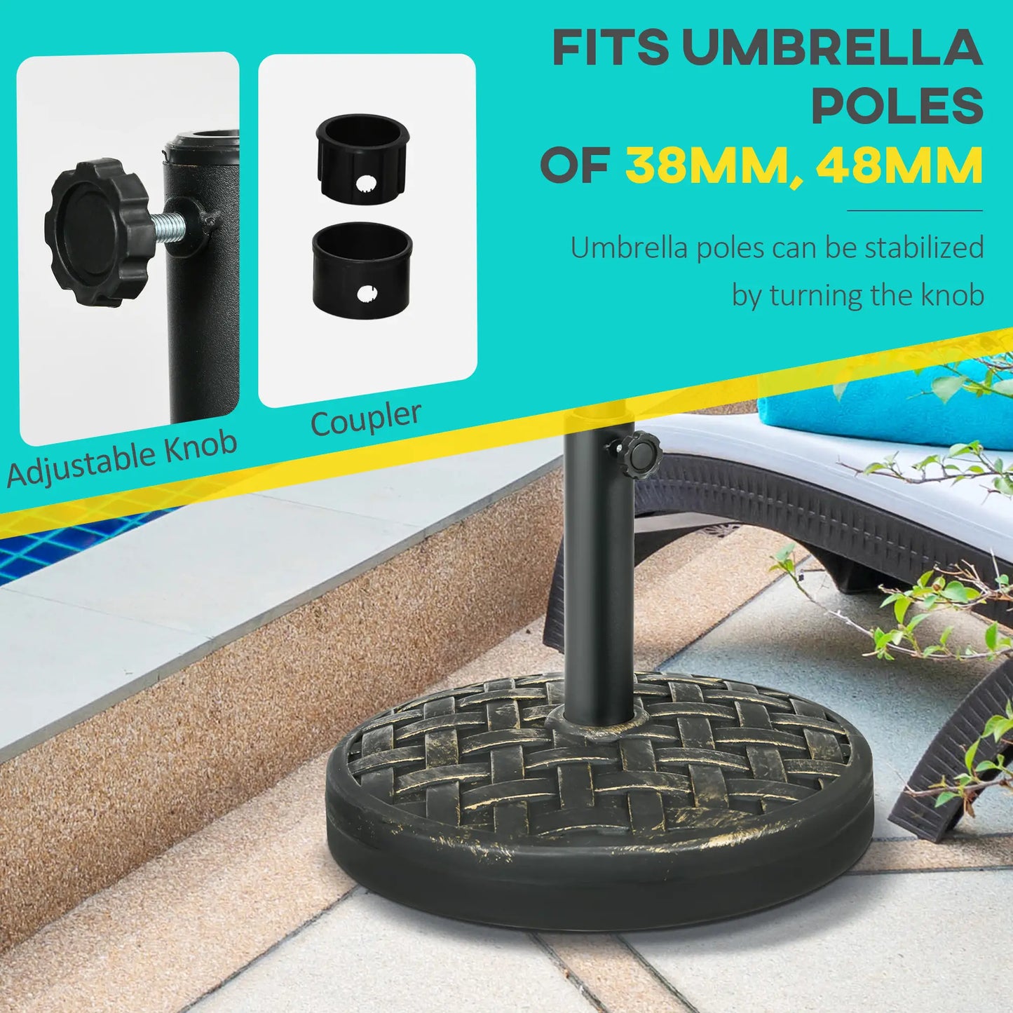 40lbs. Concrete Umbrella Base, Rattan Effect, Heavy Duty, Bronze Umbrella Bases at Gallery Canada