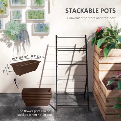 5-Tier Raised Garden Bed, 5 Planter Box, Outdoor Plant Stand, Brown Plant Stands at Gallery Canada