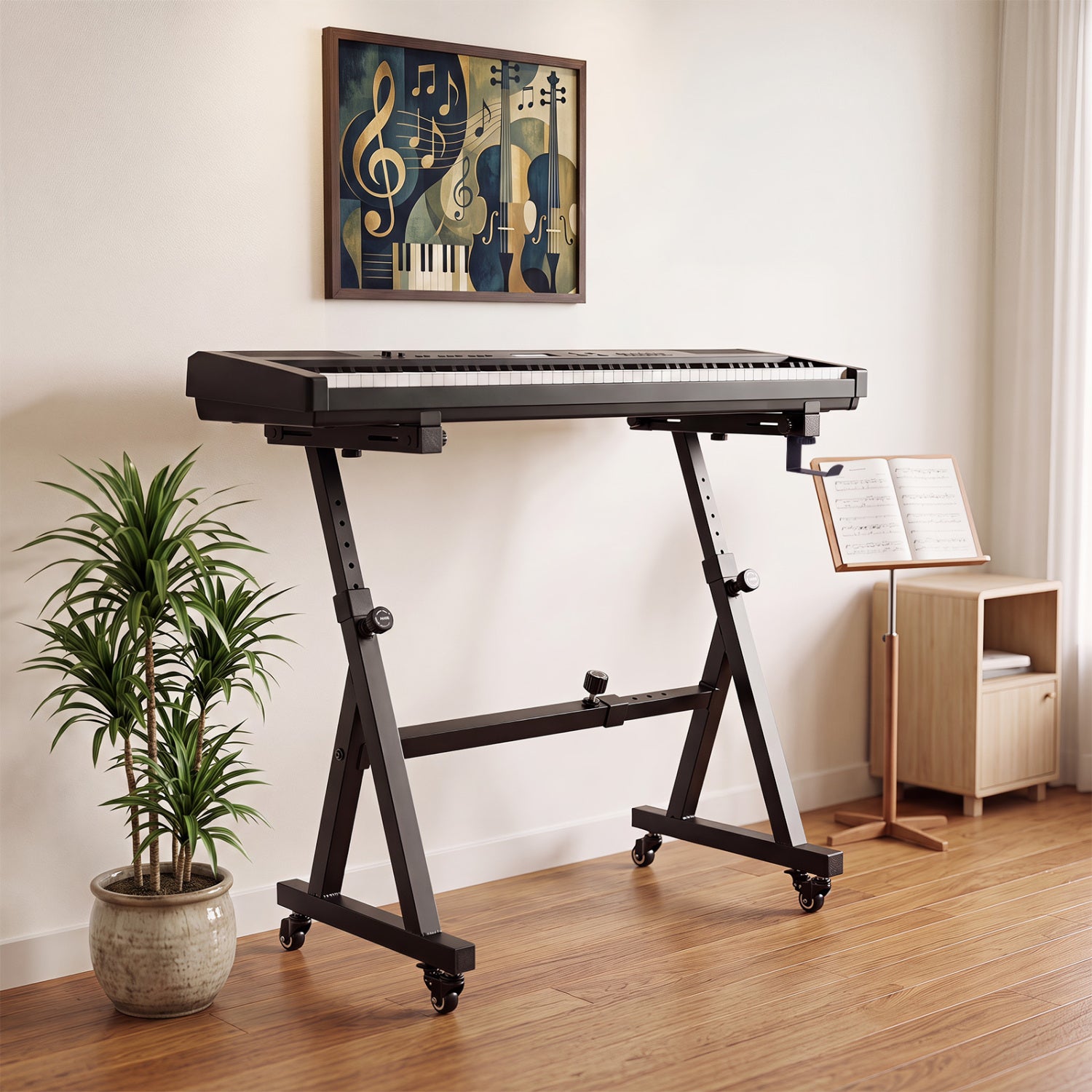 Keyboard Stand, Adjustable, Fits 49-88 Keys, Black Pianos & Keyboards at Gallery Canada