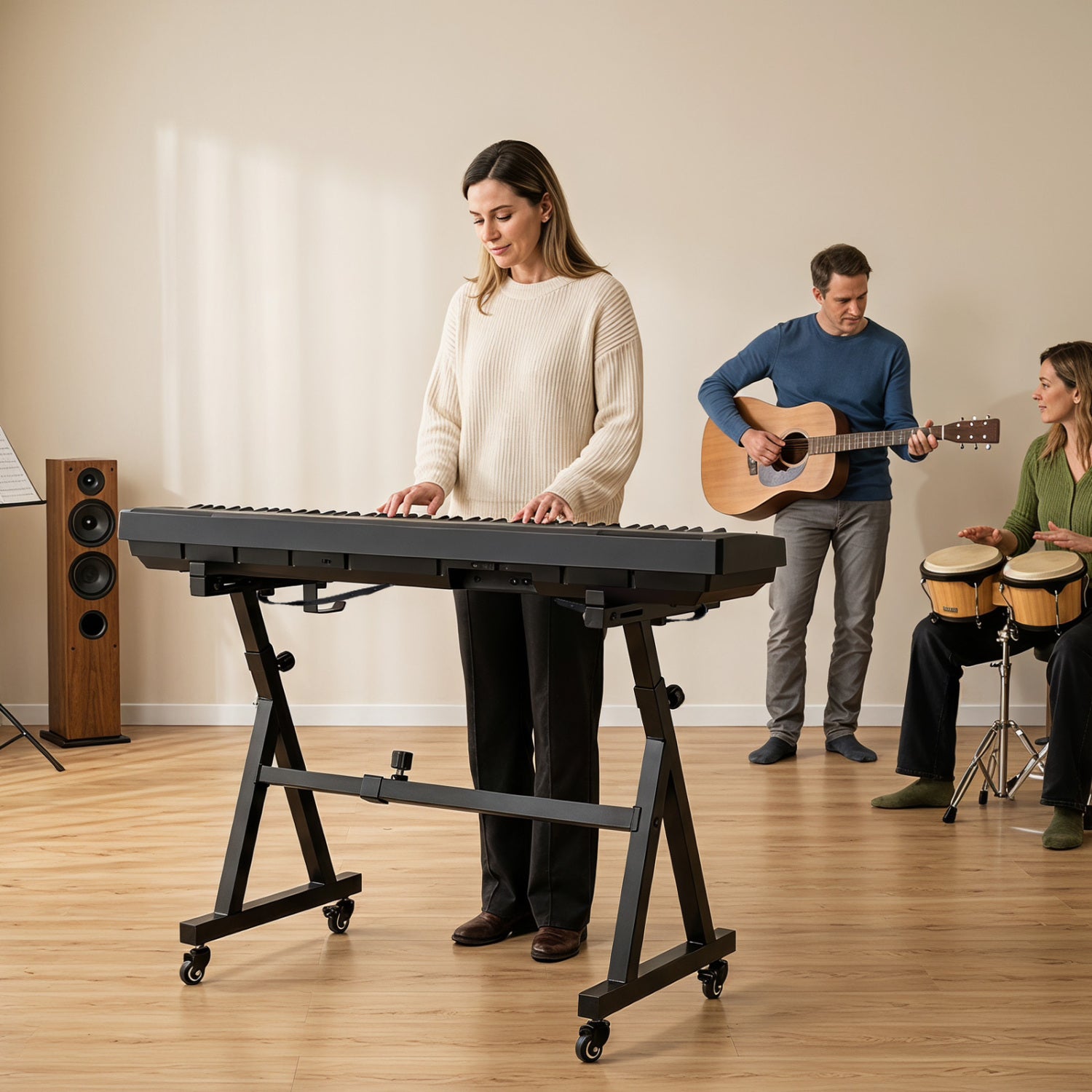 Keyboard Stand, Adjustable, Fits 49-88 Keys, Black Pianos & Keyboards at Gallery Canada