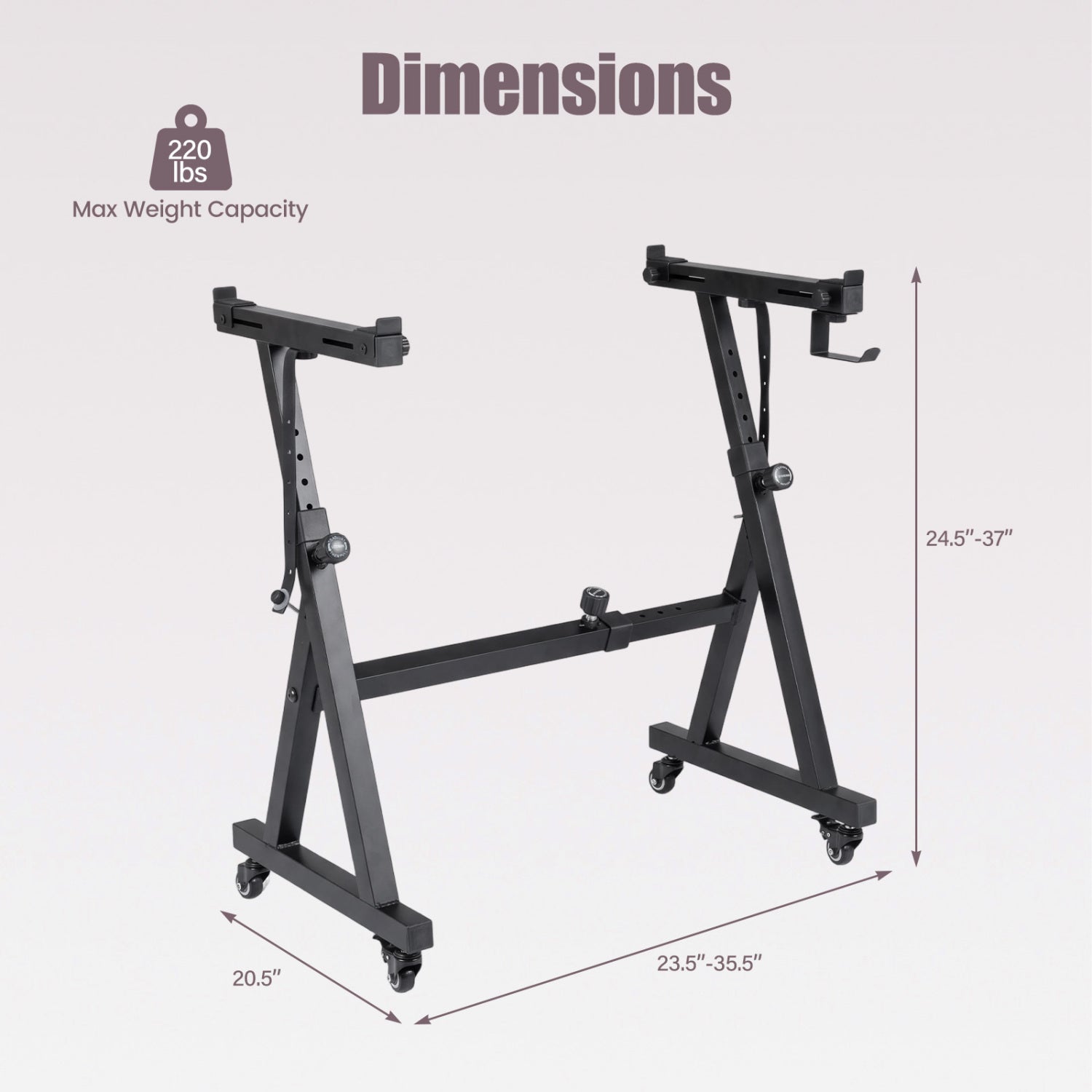 Keyboard Stand, Adjustable, Fits 49-88 Keys, Black Pianos & Keyboards at Gallery Canada