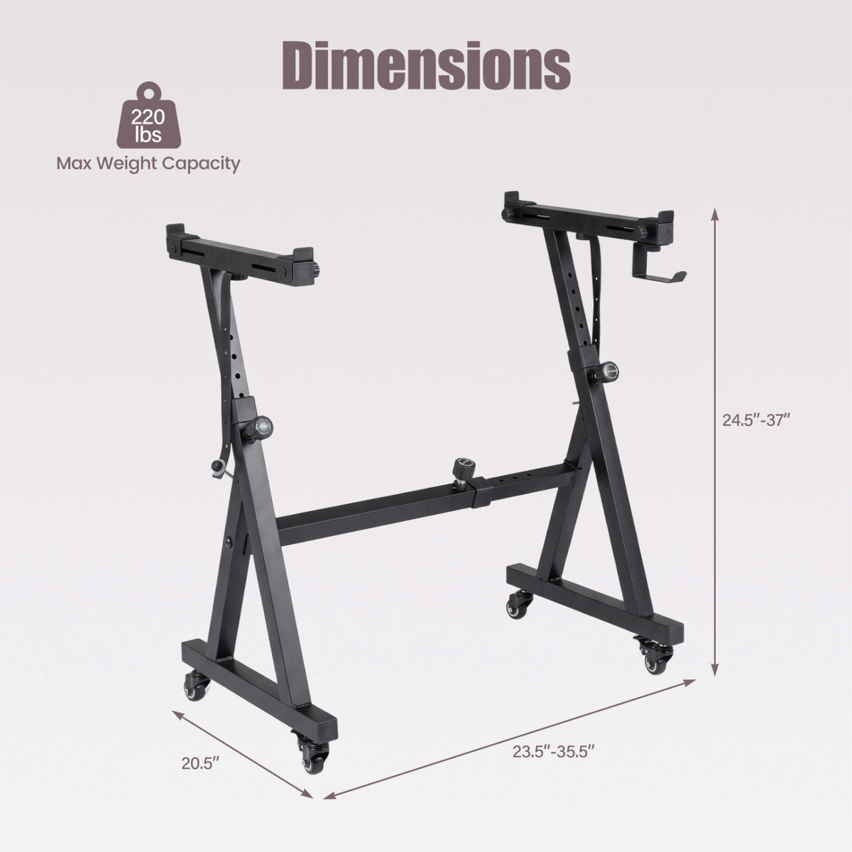 Keyboard Stand, Adjustable, Fits 49-88 Keys, Black Pianos & Keyboards at Gallery Canada