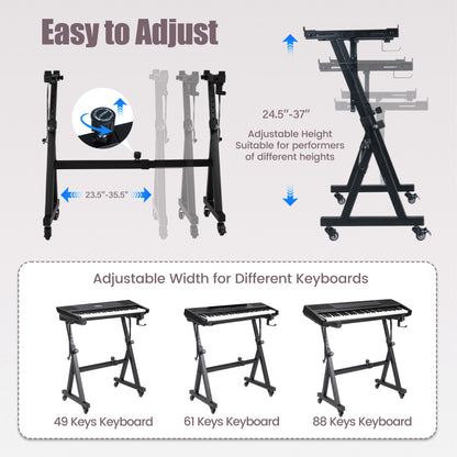 Keyboard Stand, Adjustable, Fits 49-88 Keys, Black Pianos & Keyboards at Gallery Canada