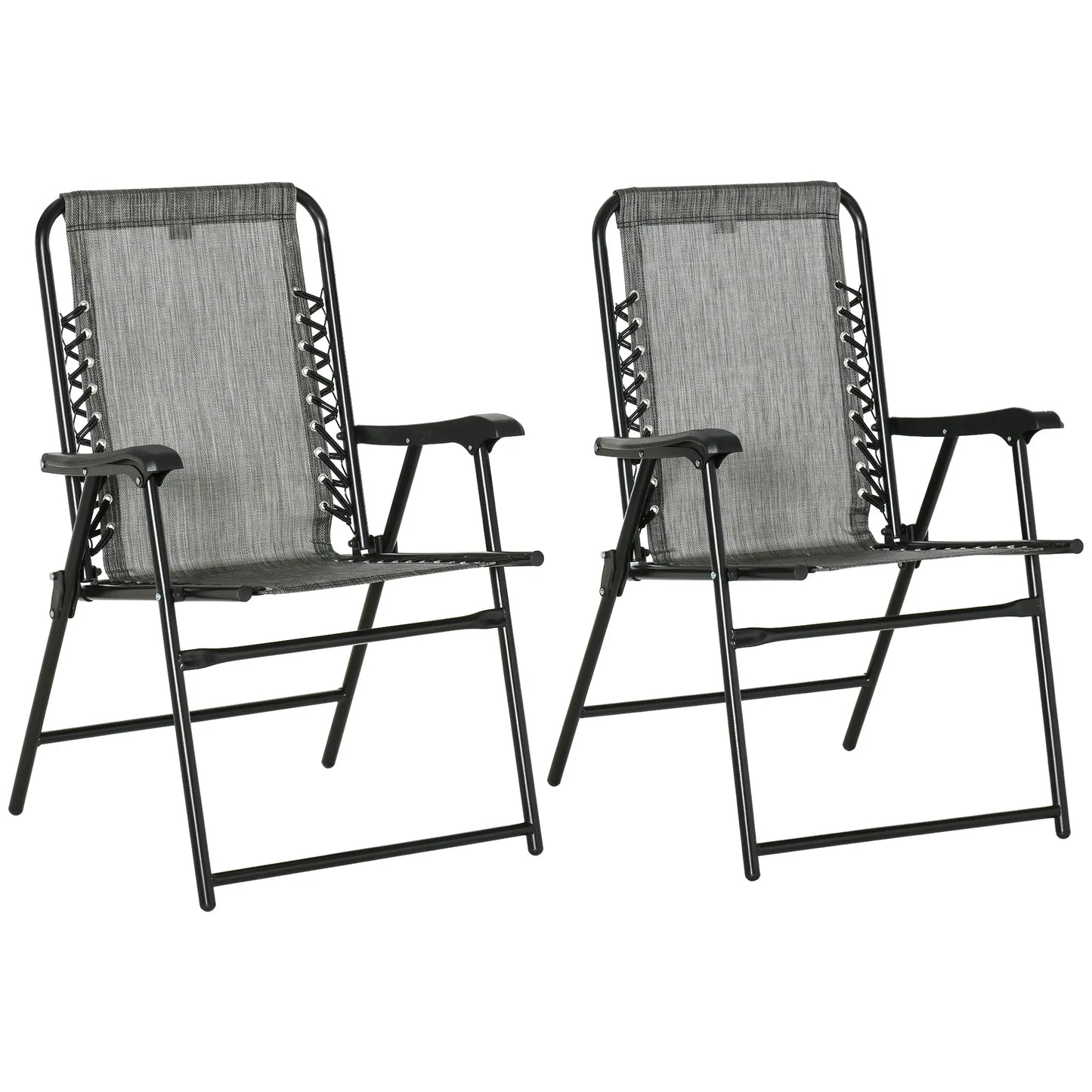 2-Piece Outdoor Folding Chair Set, Portable Camping Chairs with Armrests, Grey Patio Chairs Grey at Gallery Canada