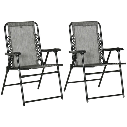2-Piece Outdoor Folding Chair Set, Portable Camping Chairs with Armrests, Grey Patio Chairs Grey at Gallery Canada