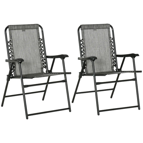 2-Piece Outdoor Folding Chair Set, Portable Camping Chairs with Armrests, Grey