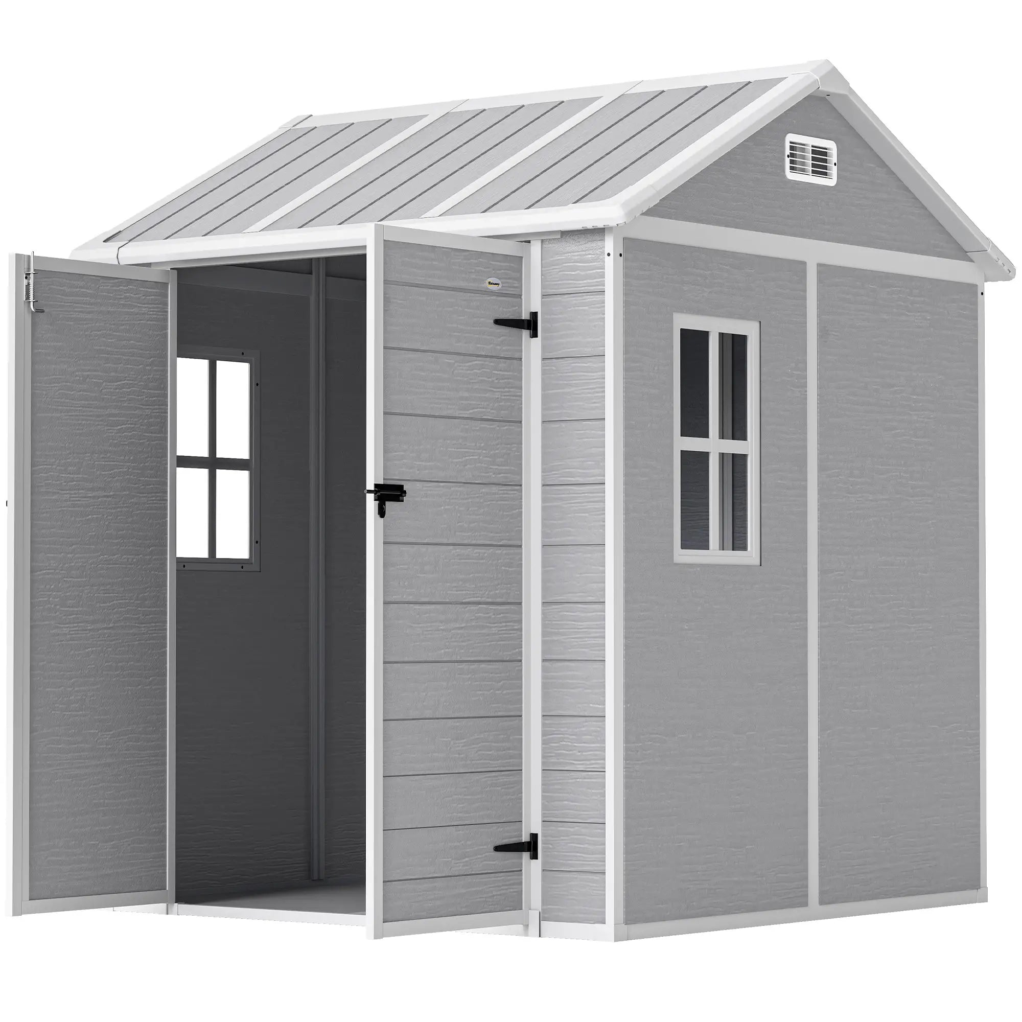 6' x 6' Resin Outdoor Storage Shed, With Floor, Window, Grey Sheds Grey at Gallery Canada