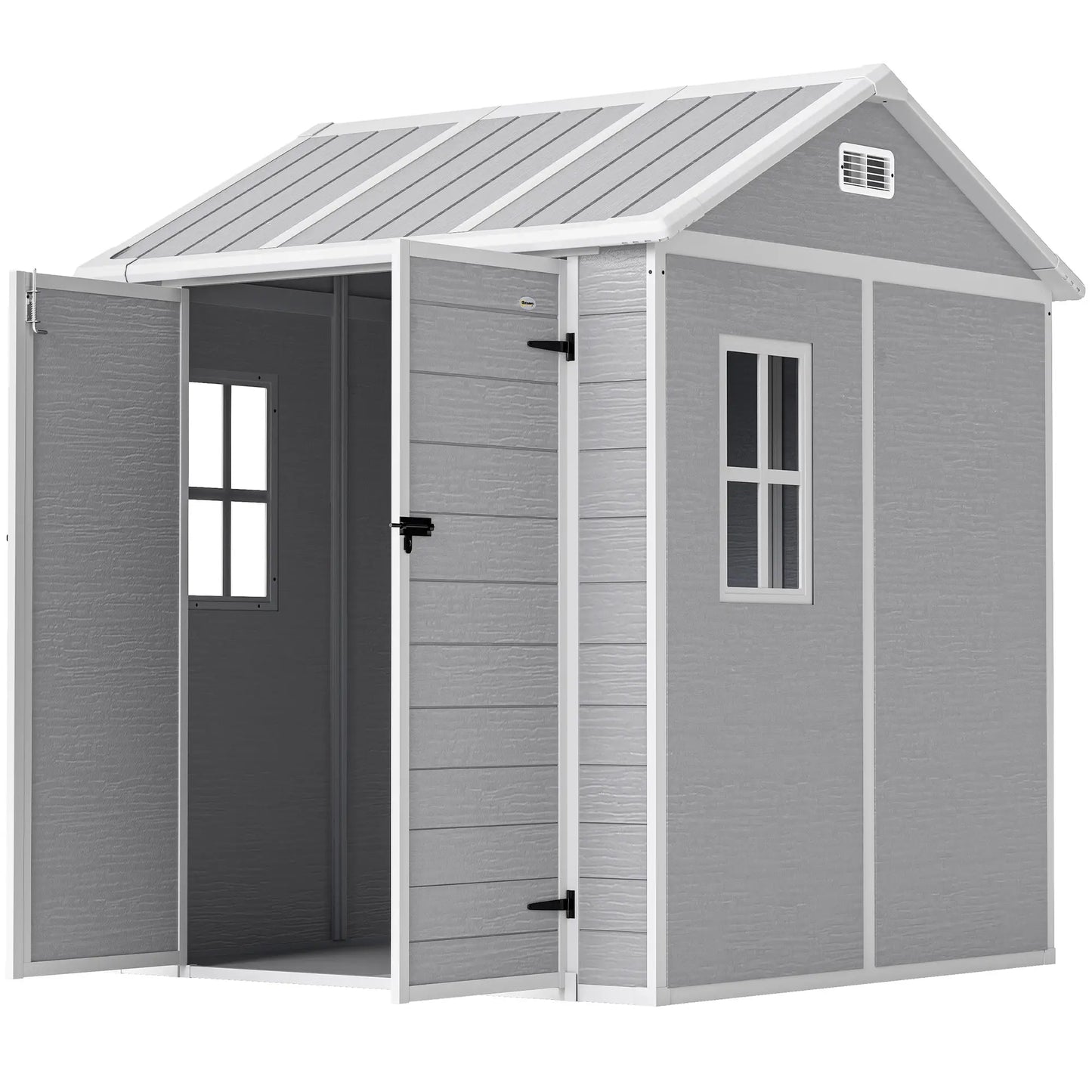 6' x 6' Resin Outdoor Storage Shed, With Floor, Window, Grey Sheds Grey at Gallery Canada