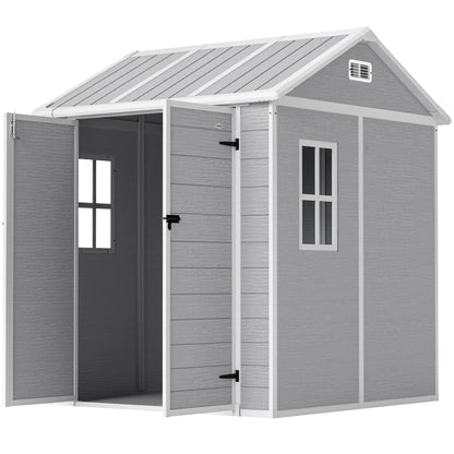 6' x 6' Resin Outdoor Storage Shed, With Floor, Window, Grey Sheds Grey at Gallery Canada