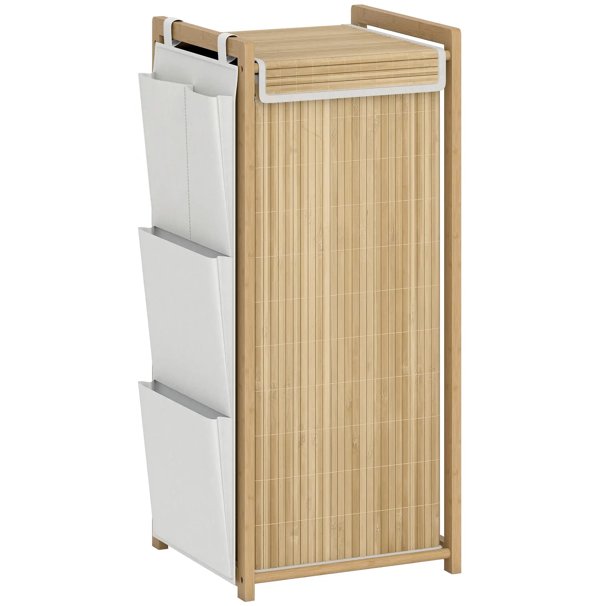 Bamboo Laundry Hamper with Removable Drawstring Bag and Side Storage Pockets, 19.8 Gal, Natural Bath Accessories Natural at Gallery Canada