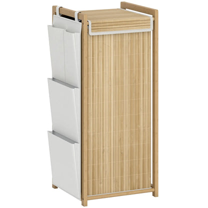 Bamboo Laundry Hamper with Removable Drawstring Bag and Side Storage Pockets, 19.8 Gal, Natural Bath Accessories Natural at Gallery Canada