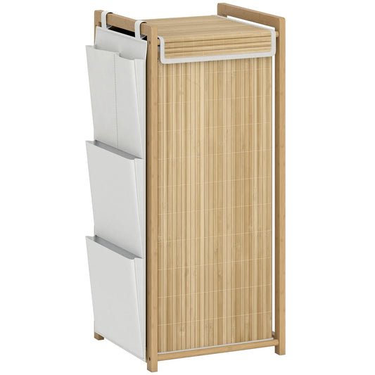 Bamboo Laundry Hamper with Removable Drawstring Bag and Side Storage Pockets, 19.8 Gal, Natural Bath Accessories Natural at Gallery Canada