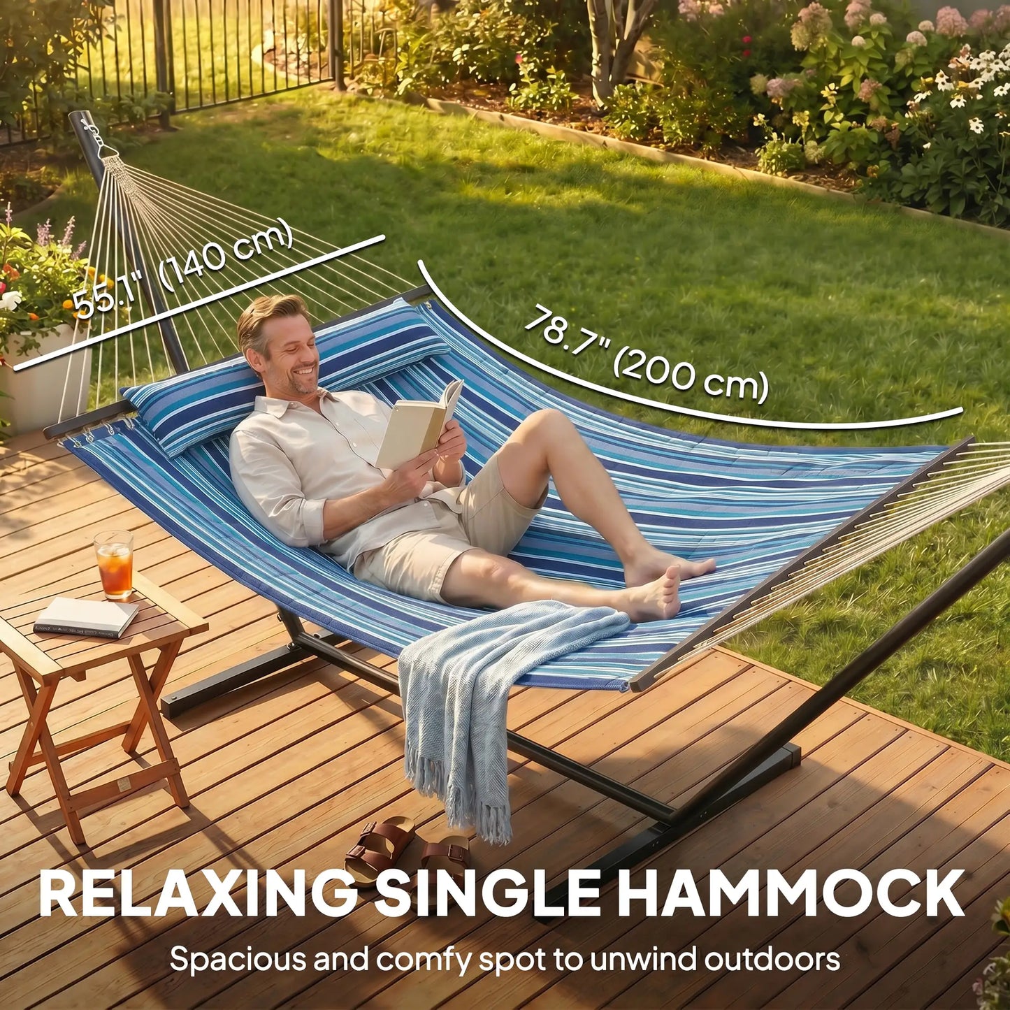 Heavy Duty Camping Hammock With Steel Frame, Blue And White Camping Hammocks at Gallery Canada
