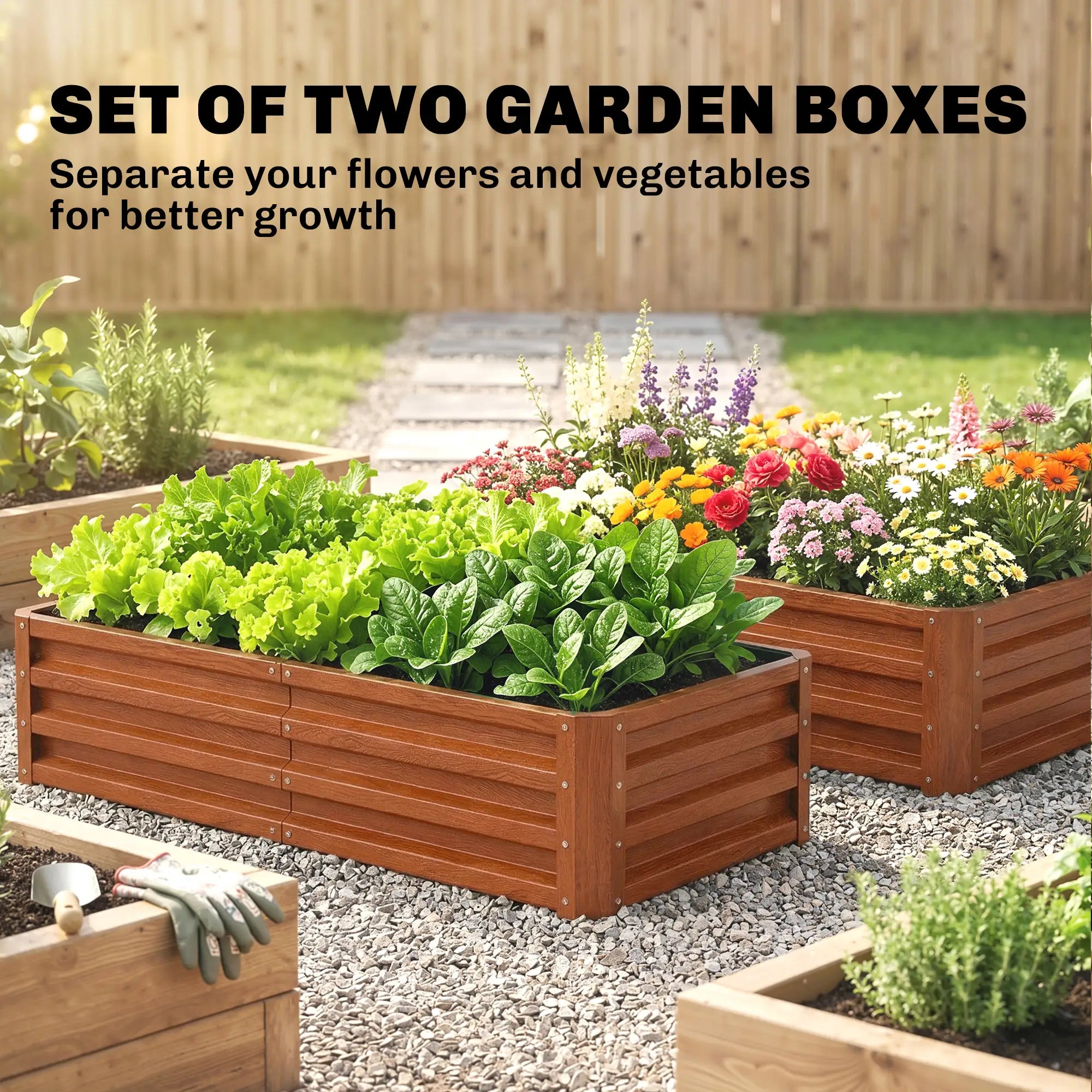 4' x 2' x 1' Raised Garden Bed, Set of 2, Galvanized Planter Box, Dark Brown Galvanized Planter Boxes at Gallery Canada