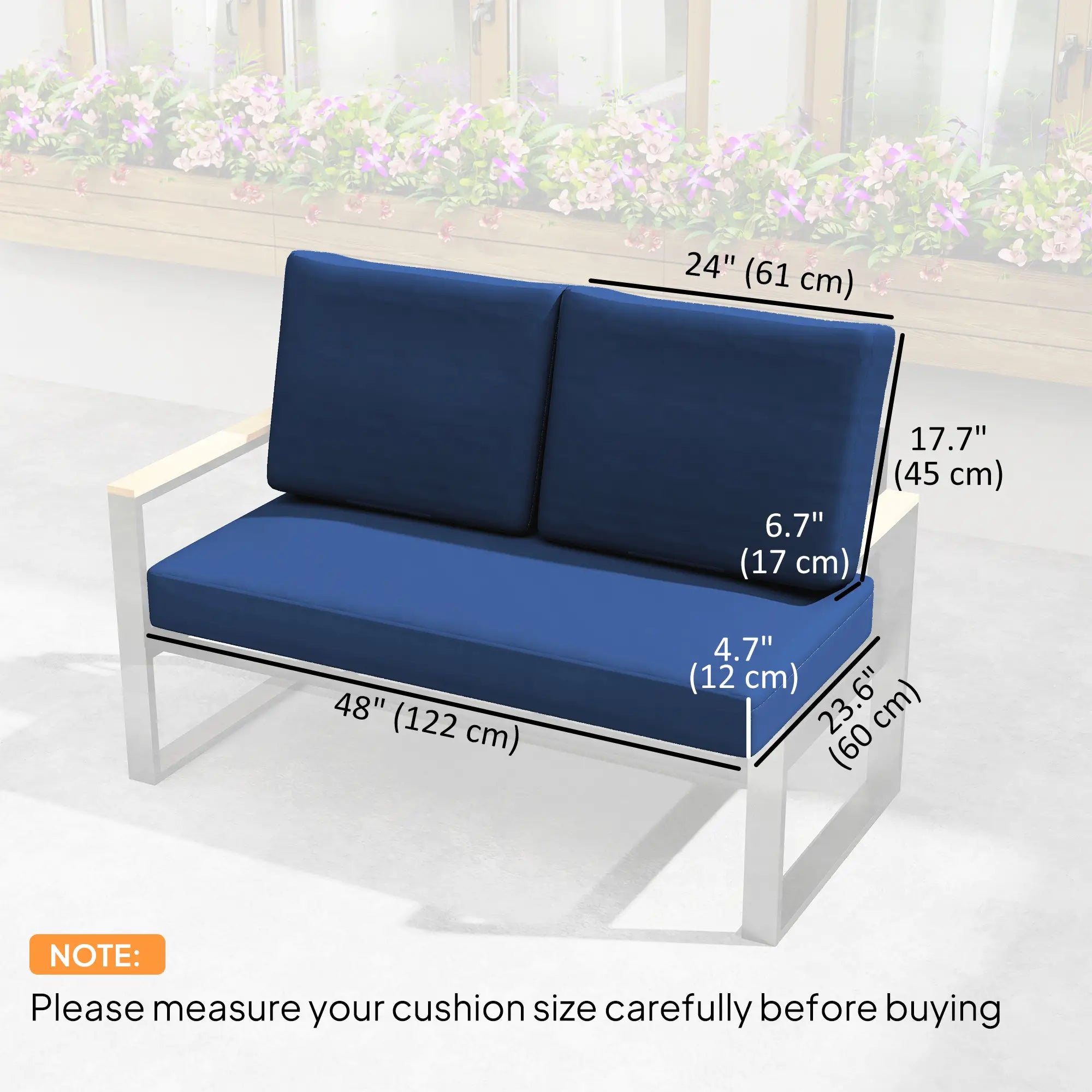 2 Seater Outdoor Seat Cushions, 5