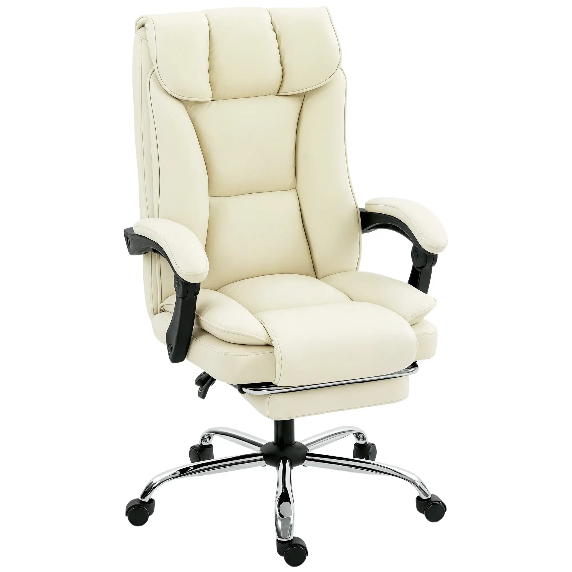 Executive Office Chair, Ergonomic Desk Chair with Footrest, Swivel Recliner, Beige Executive & Manager Chairs at Gallery Canada
