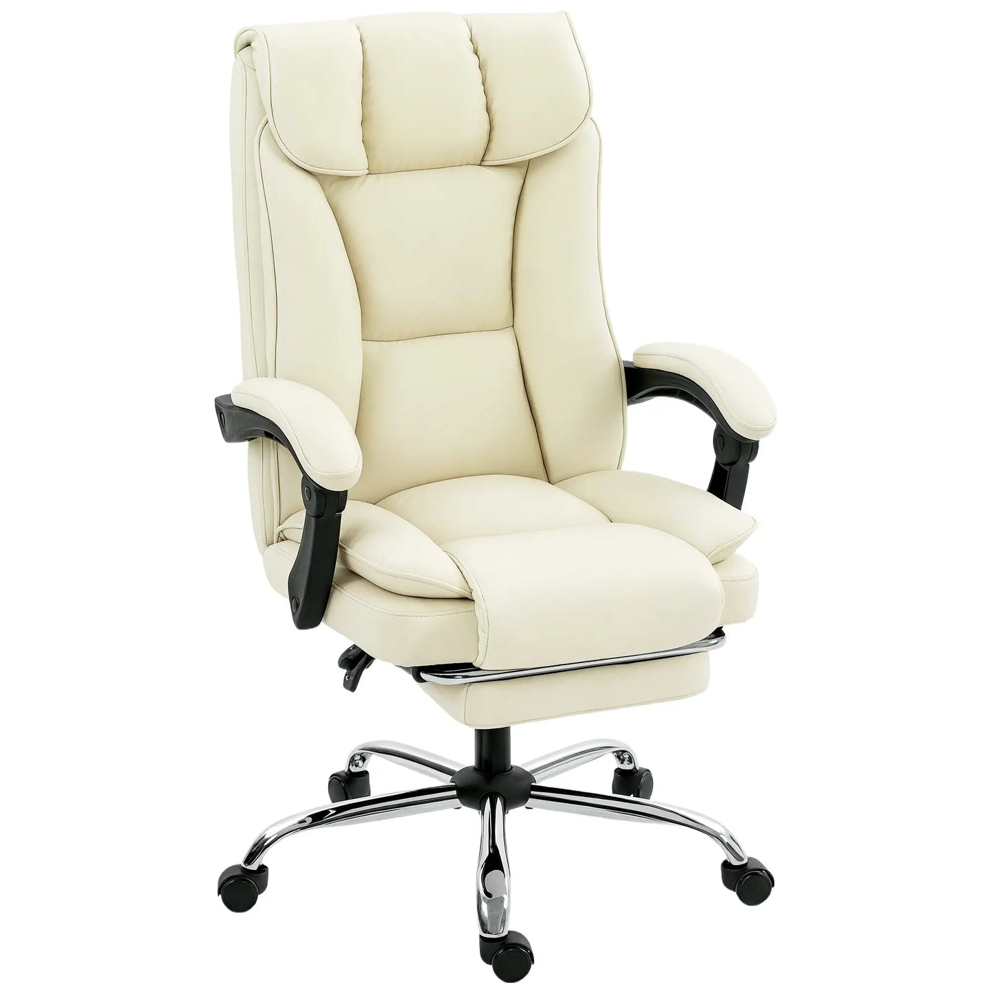 Executive Office Chair, Ergonomic Desk Chair with Footrest, Swivel Recliner, Beige Executive & Manager Chairs at Gallery Canada