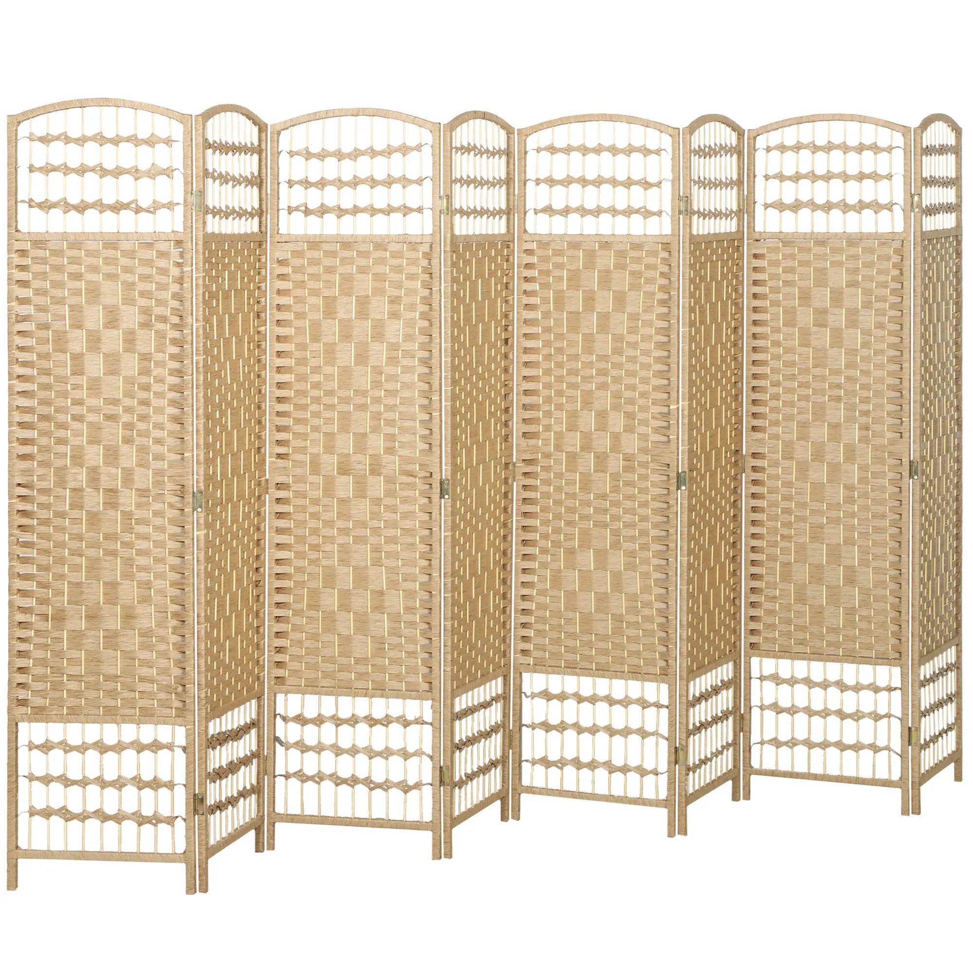 8 Panel Folding Room Divider, Portable Privacy Screen, Natural Room Dividers Natural at Gallery Canada