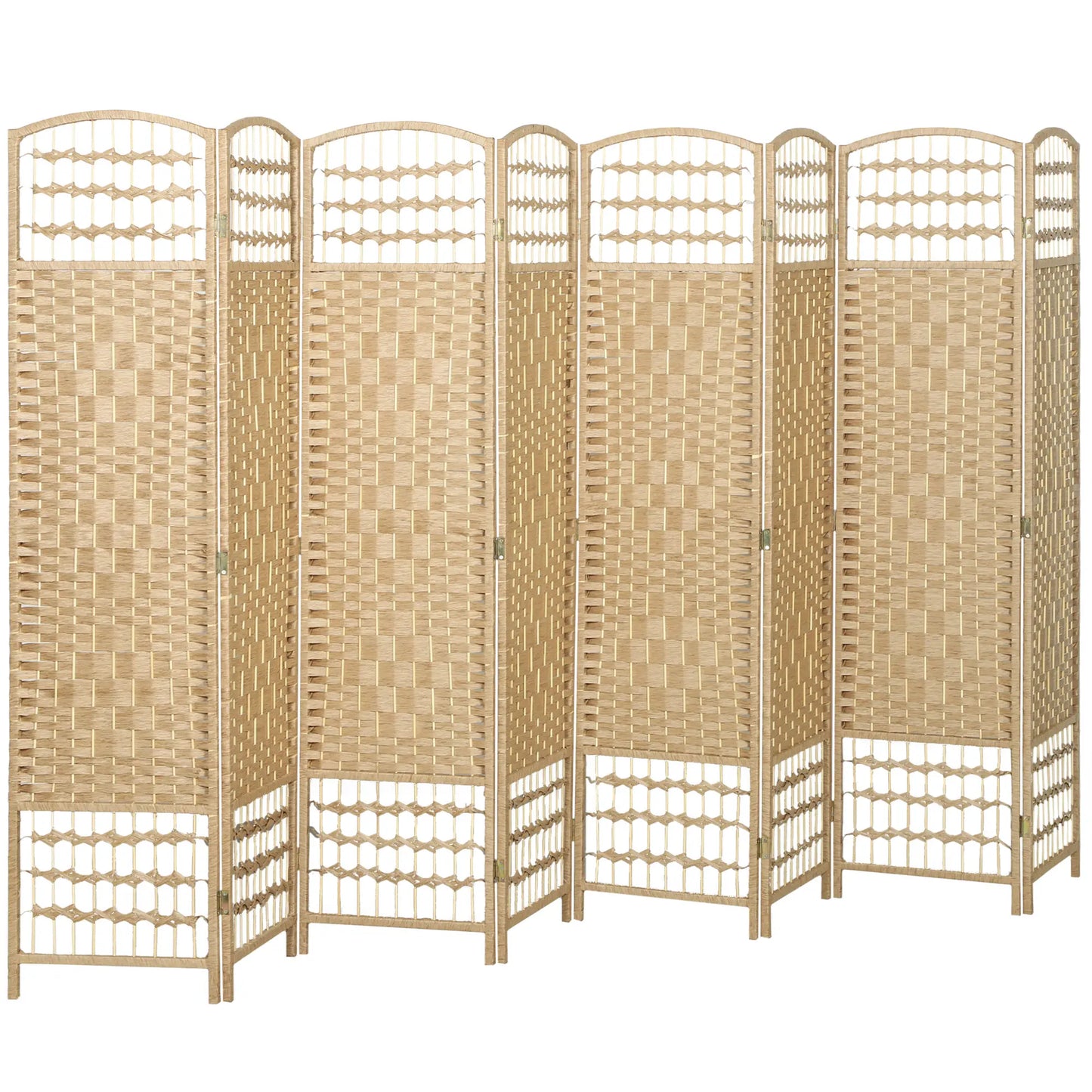 8 Panel Folding Room Divider, Portable Privacy Screen, Natural Room Dividers Natural at Gallery Canada