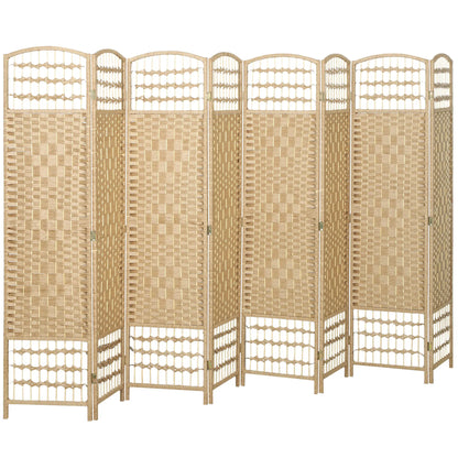 8 Panel Folding Room Divider, Portable Privacy Screen, Natural Room Dividers Natural at Gallery Canada