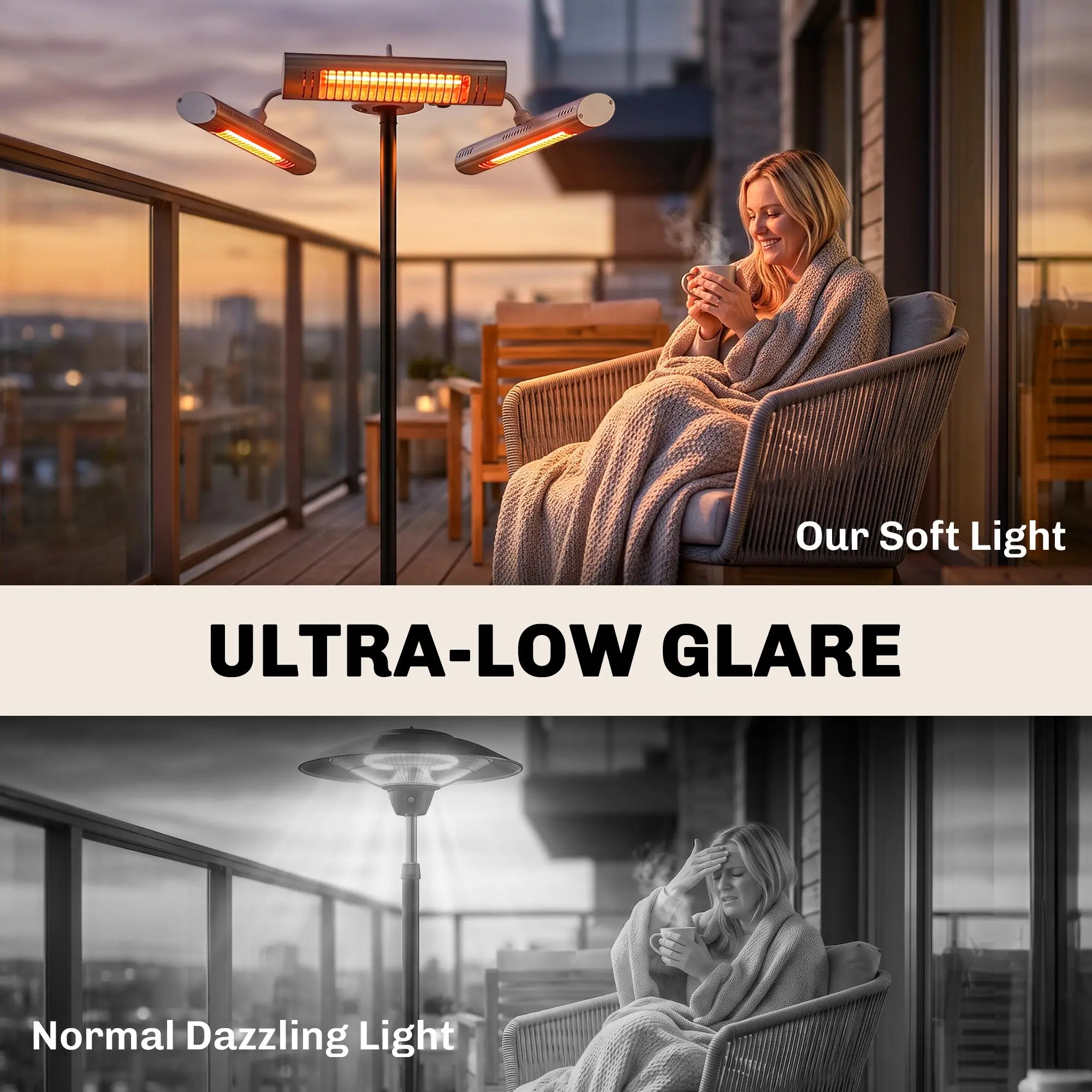 Electric Patio Heater, 3 Heating Panels, Infrared Remote, Silver Electric Tower Heaters at Gallery Canada