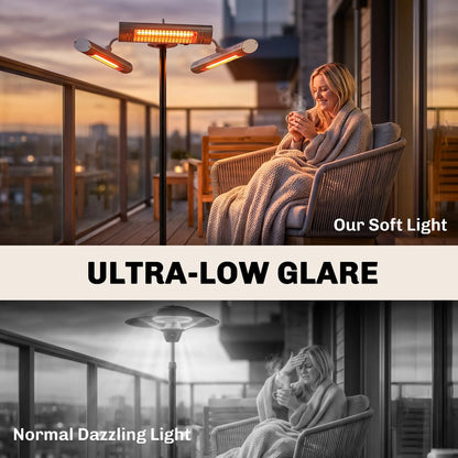 Electric Patio Heater, 3 Heating Panels, Infrared Remote, Silver Electric Tower Heaters at Gallery Canada