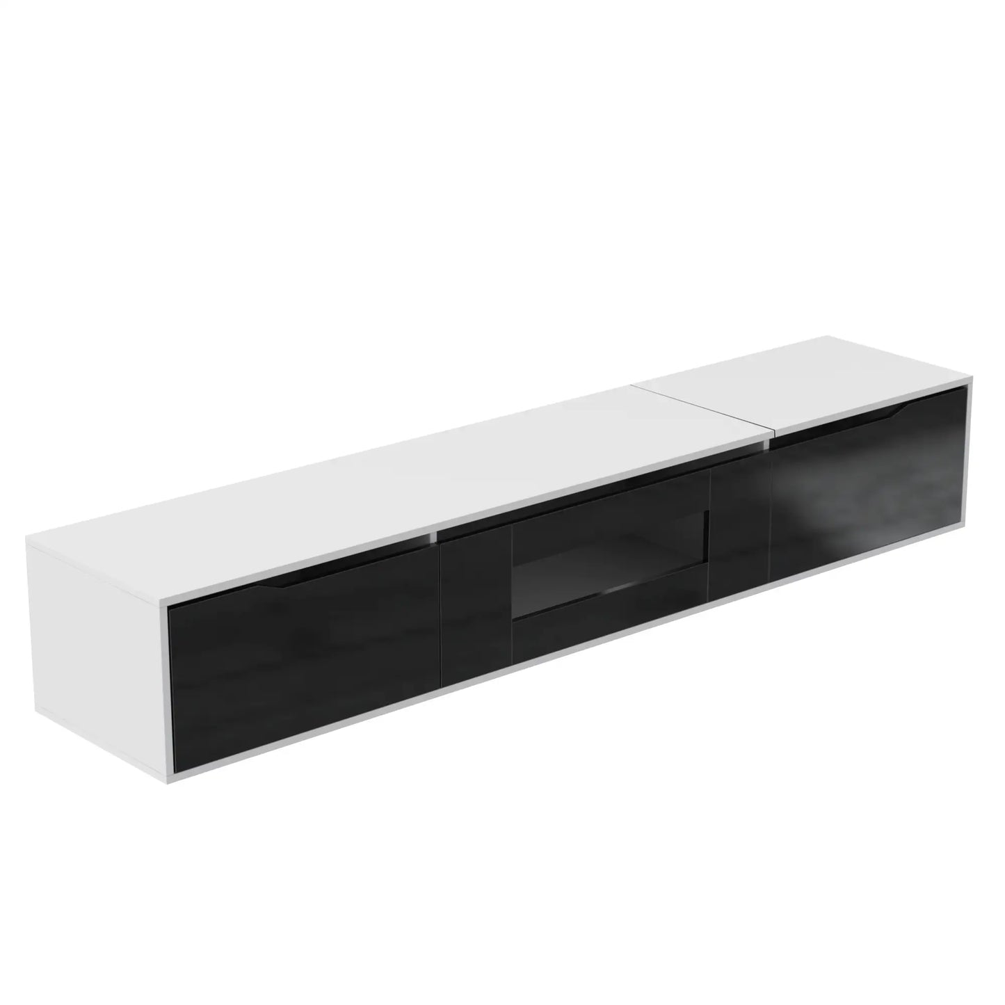 TV Stand With LED Lighting, 71" L x 12" W x 12" H, Black+White TV Stands at Gallery Canada