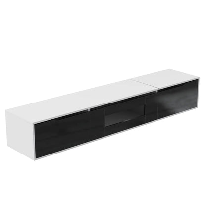TV Stand With LED Lighting, 71" L x 12" W x 12" H, Black+White TV Stands at Gallery Canada