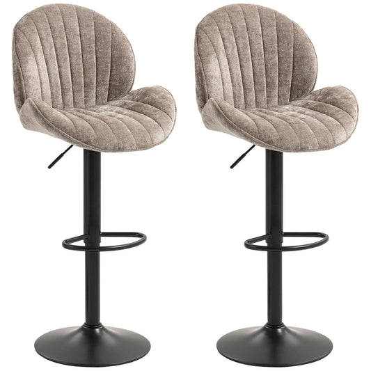 Swivel Bar Stools Set Of 2, Adjustable Height, Brown Bar Stools Brown, Black at Gallery Canada