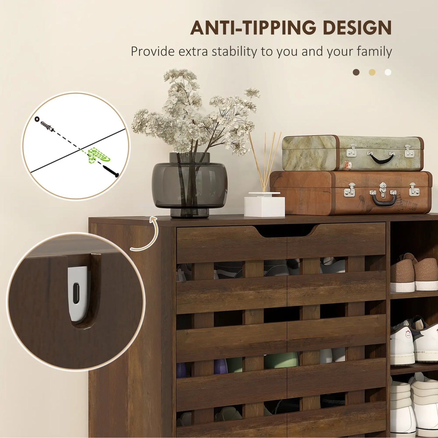 21 Pair Shoe Cabinet, 5-Tier Double Door, 5-Tier Open Shelves, Brown Shoe Storage Cabinets & Racks at Gallery Canada