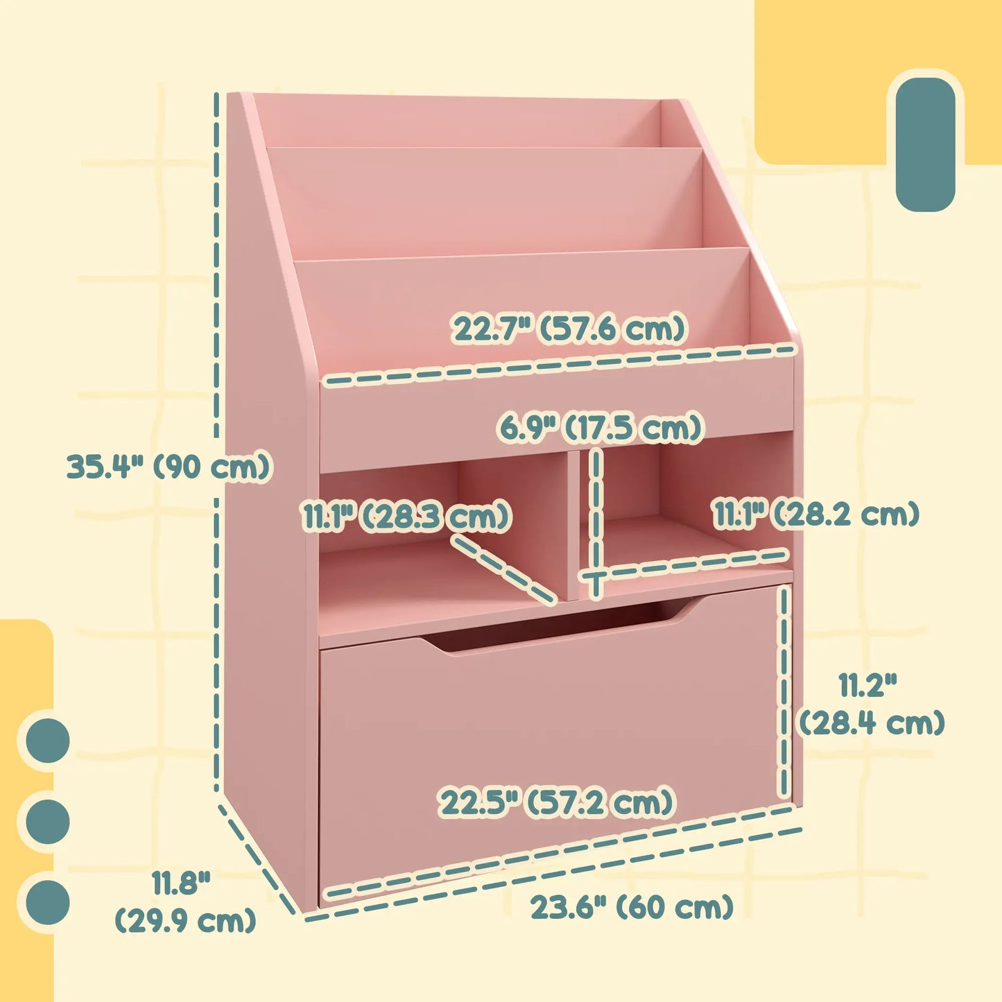 Kids Bookcase with Storage Drawer, for Classroom, Bedroom, Pink Baby & Kids Storage at Gallery Canada