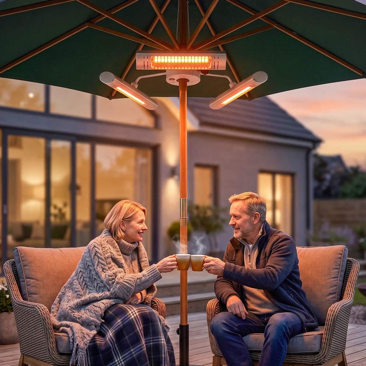 Electric Patio Heater, 3 Heating Panels, Infrared Remote, Silver Electric Tower Heaters at Gallery Canada