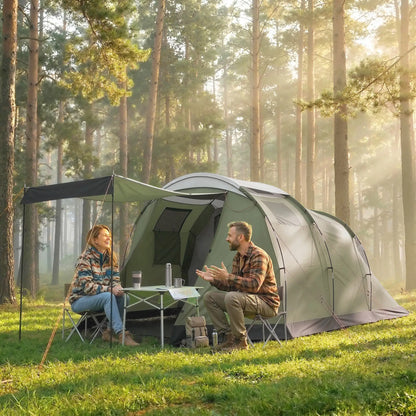 Waterproof Camping Tent, Two Room, 3-4 Person, Green Camping Tents at Gallery Canada