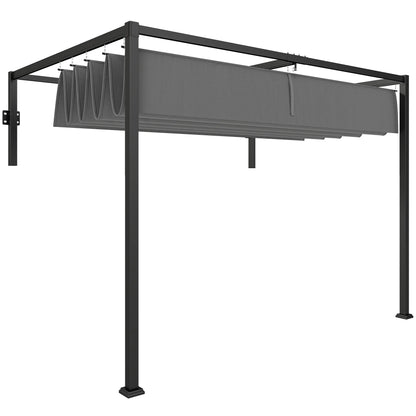 10' x 7' Metal Pergola, Retractable Roof For Grill Garden Patio Deck Pergolas Dark Grey at Gallery Canada