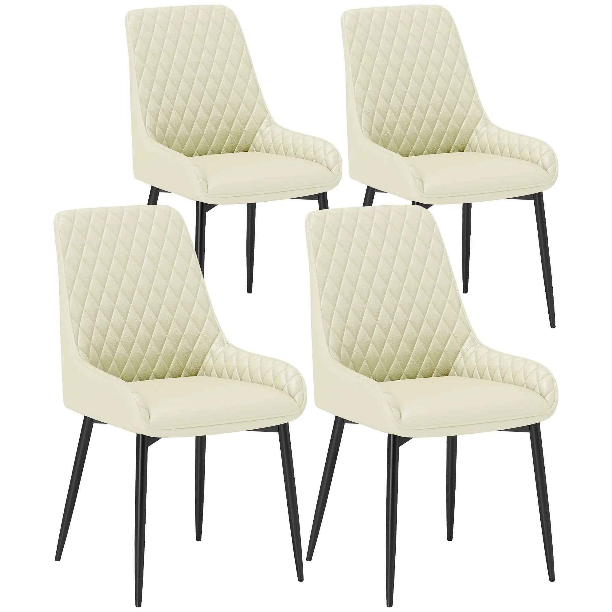 Modern Upholstered Dining Chairs, Set of 4, Diamond Tufting, Steel Legs, Cream Dining Chairs at Gallery Canada