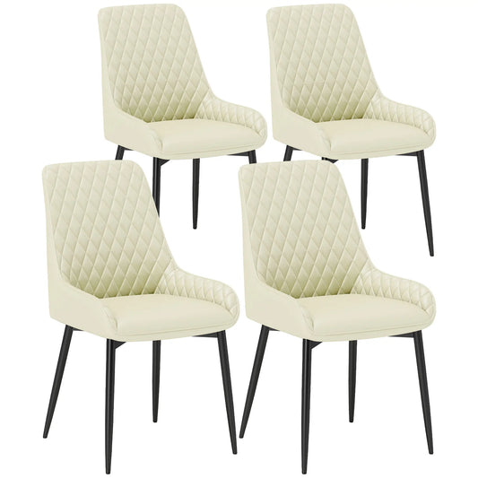 Modern Upholstered Dining Chairs, Set of 4, Diamond Tufting, Steel Legs, Cream Dining Chairs Cream at Gallery Canada