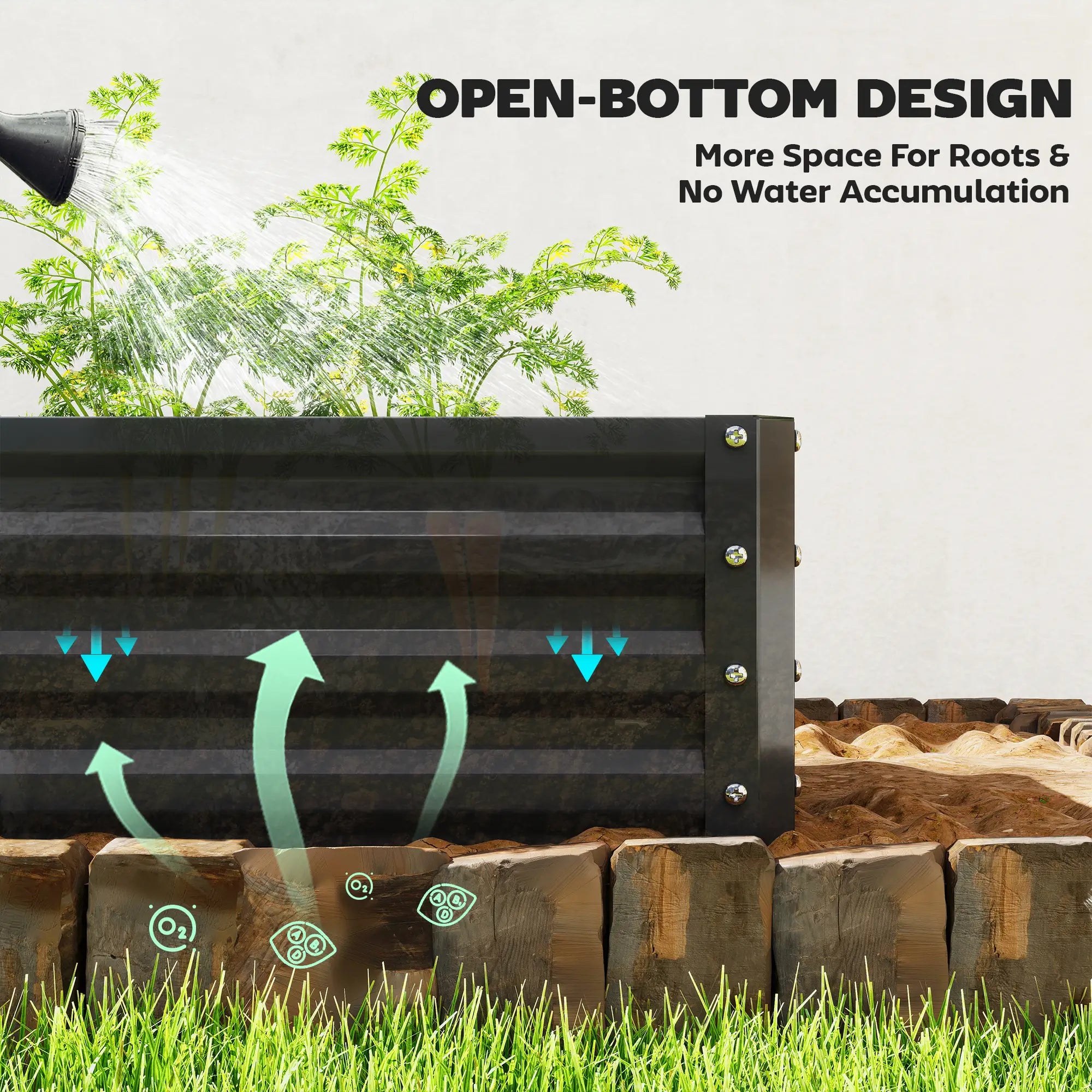 Galvanized Raised Garden Bed, Planter Box, 4' x 2' x 1', Black Galvanized Planter Boxes at Gallery Canada